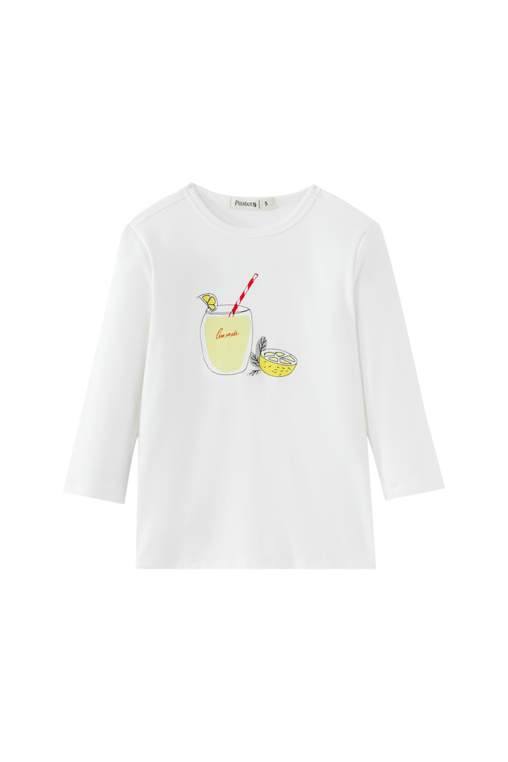 LEMONADE GLASS LONG SLEEVE TEE-WHITE