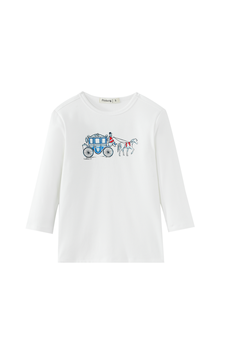 HORSE AND BUGGY PRINTED T-SHIRT-WHITE