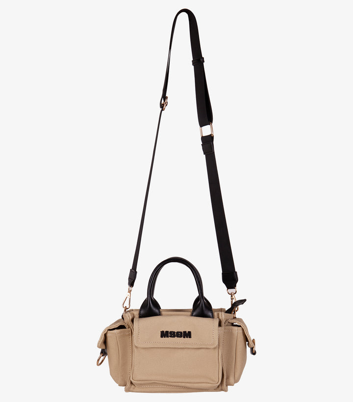 JGBA109-MINI BAG CANVAS ECO-LEATHER GIRL-013 05 CRM/BLK