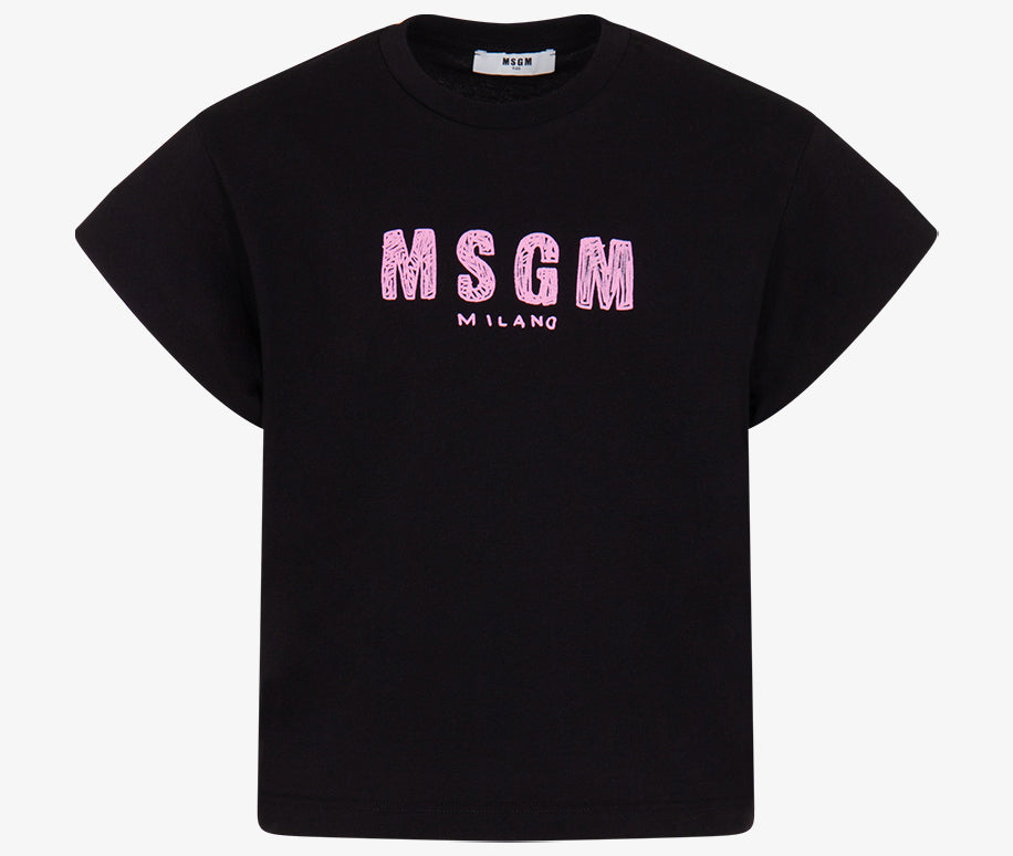 JGTH070-GIRLS S/S T-SHIRT-BLACK/PINK