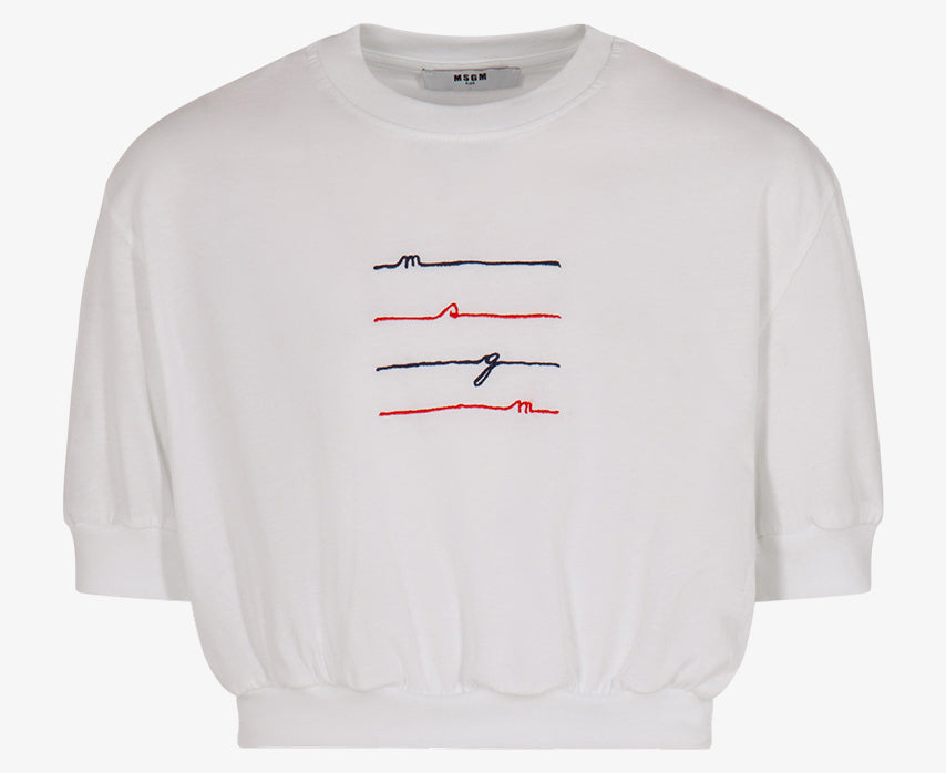 JGTH171-GIRLS CROPPED JERSEY T-SHIRT-WHITE