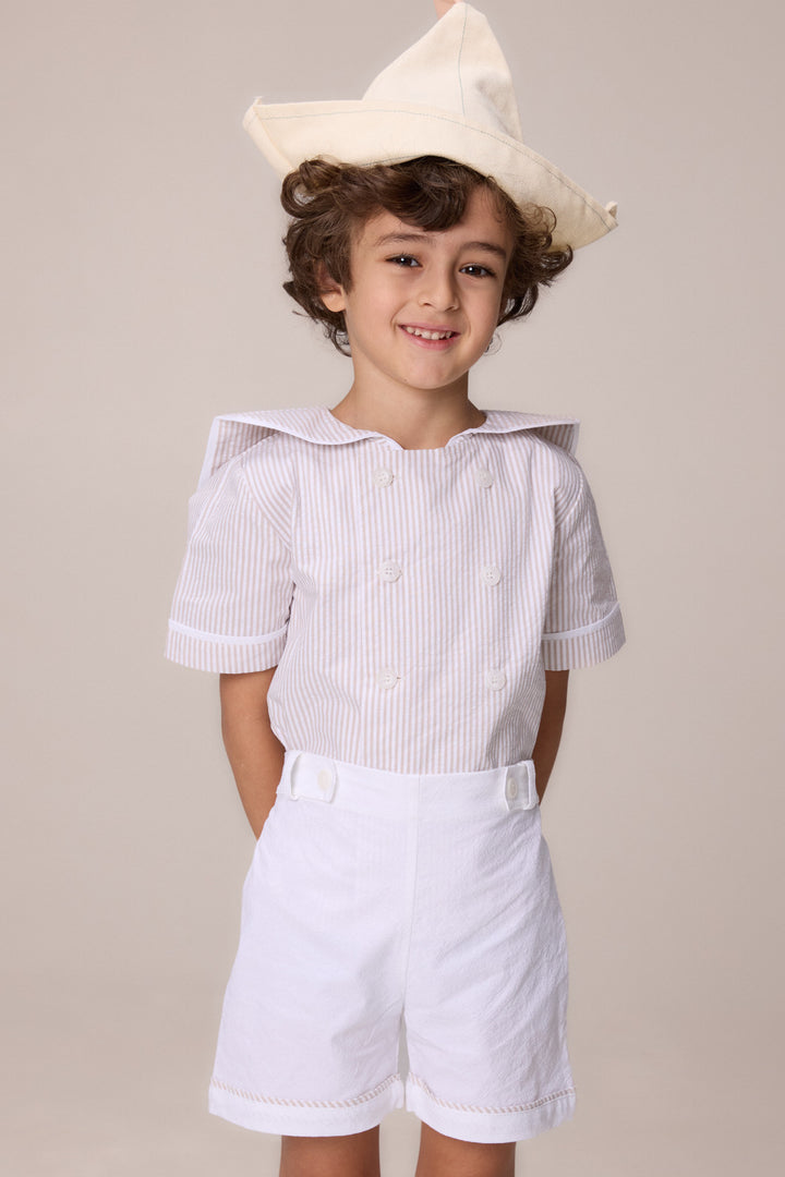 SAILOR SET BEIGE STRIPES-SEERSUCKER-IVORY PANTS