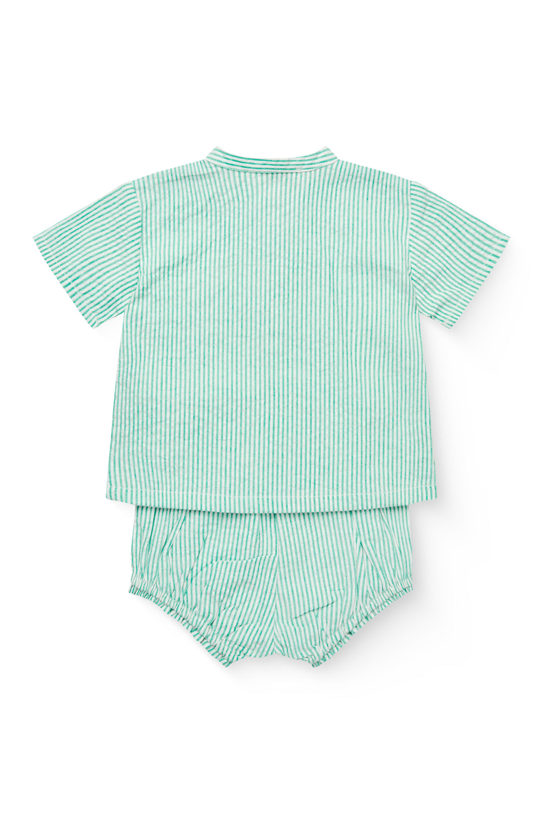 251-200-300 SEERSUCKER BABY SET - SHARP GREEN W CREAM STRIPE