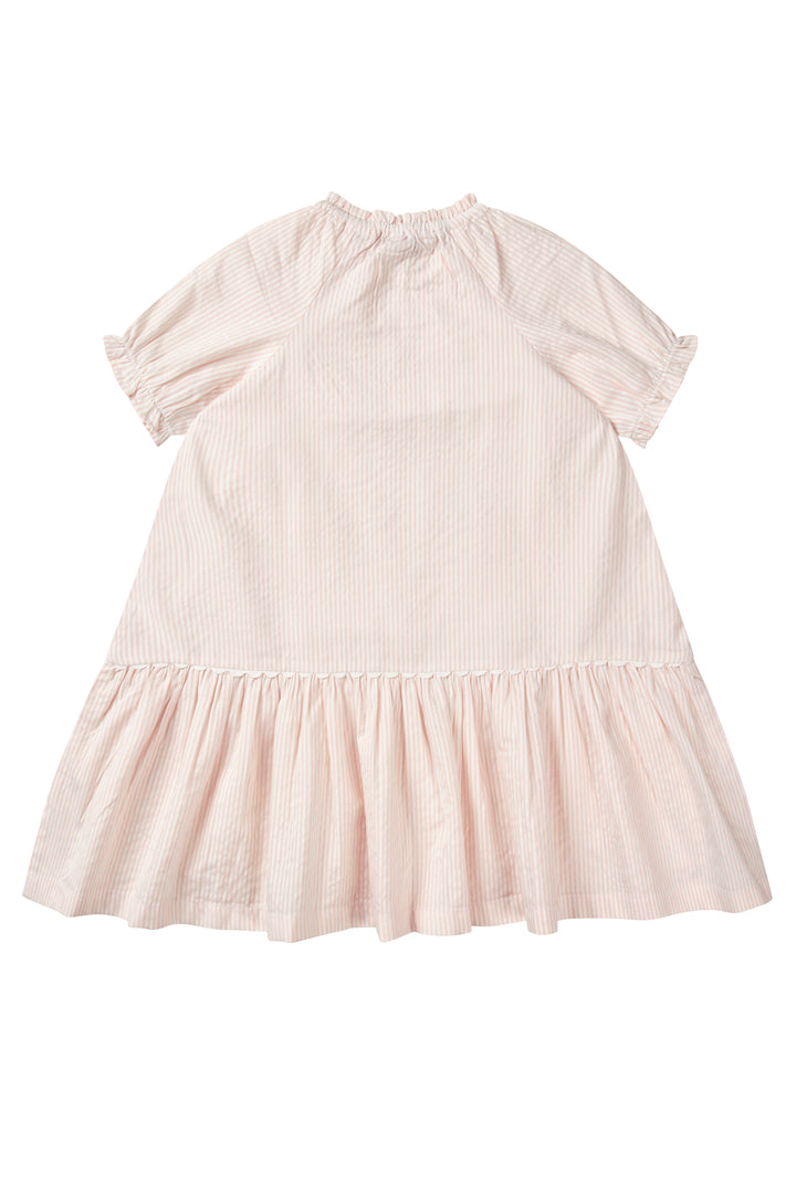 261-200-502 SEERSUCKER DRESS W. POCKETS - DUSTY ROSE W CREAM STRIPE