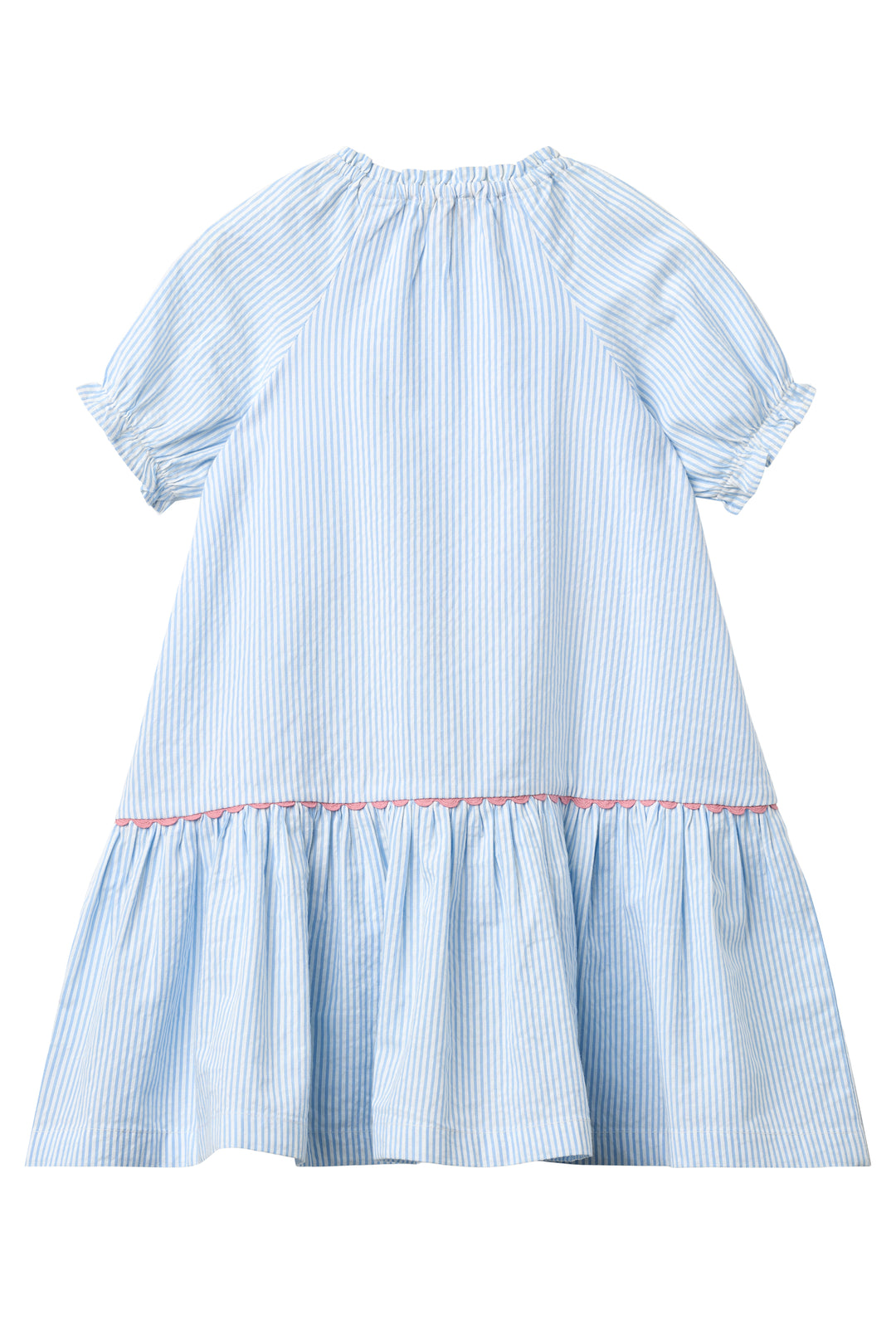 261-200-502 SEERSUCKER DRESS W. POCKETS - SKY BLUE W CREAM STRIPE