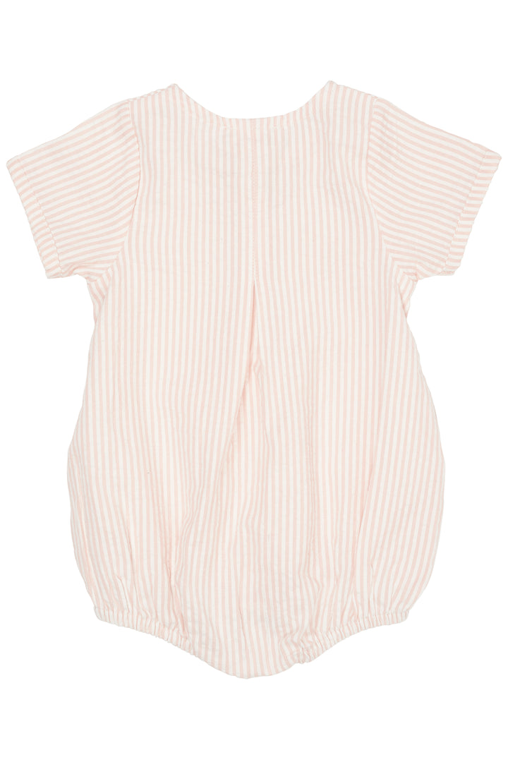 241-200-502 SEERSUCKER ROMPER W. SLEEVES - DUSTY ROSE STRIPE
