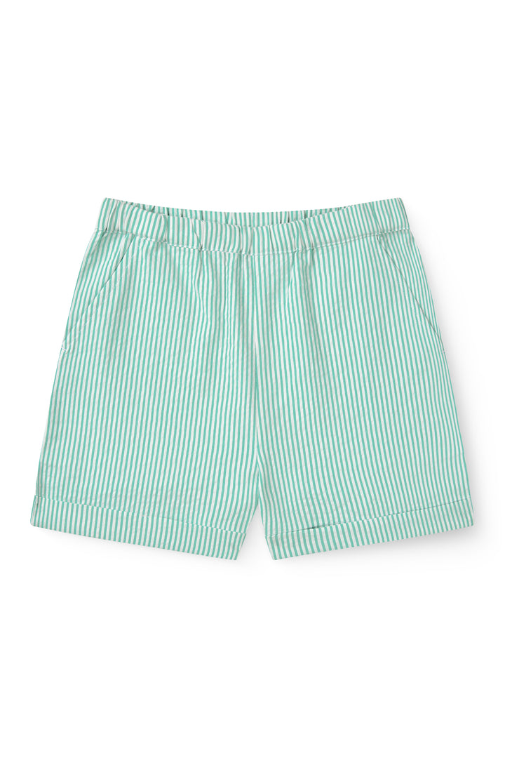 241-200-401 SEERSUCKER SHORTS SPORTY - SHARP GREEN W CREAM STRIPE