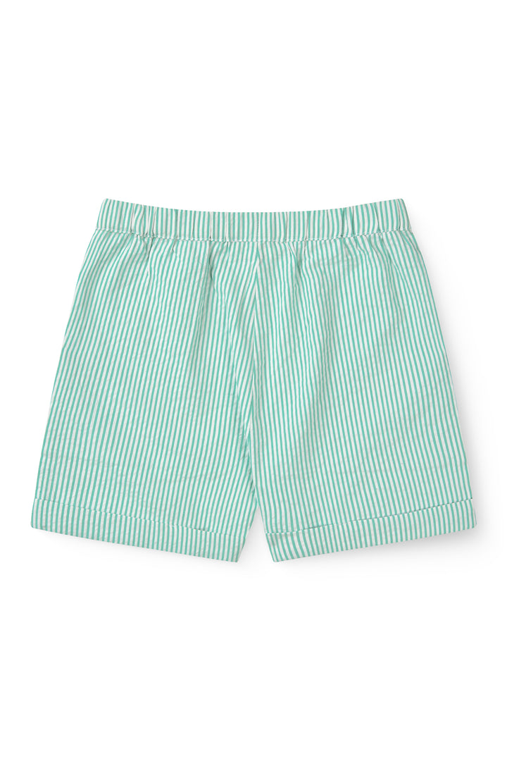 241-200-401 SEERSUCKER SHORTS SPORTY - SHARP GREEN W CREAM STRIPE