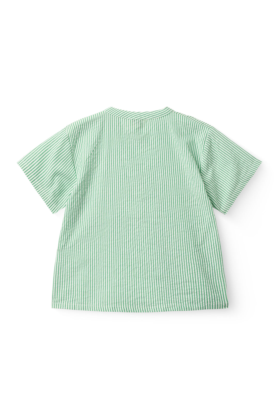261-200-302 SEERSUCKER SS BLOUSE - SHARP GREEN W CREAM STRIPE