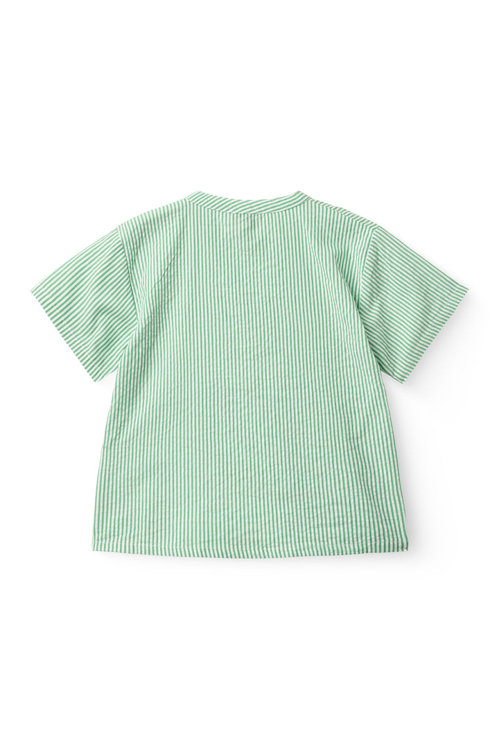 261-200-302 SEERSUCKER SS BLOUSE - SHARP GREEN W CREAM STRIPE