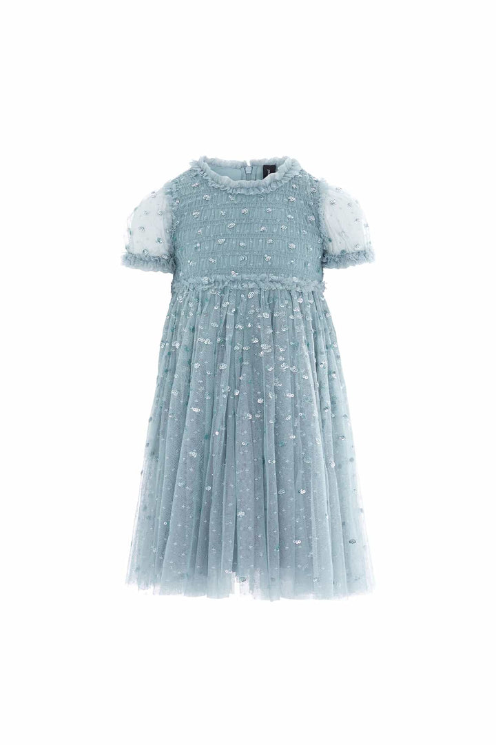 SEQUIN GISELLE KIDS DRESS-THISTLE BLUE