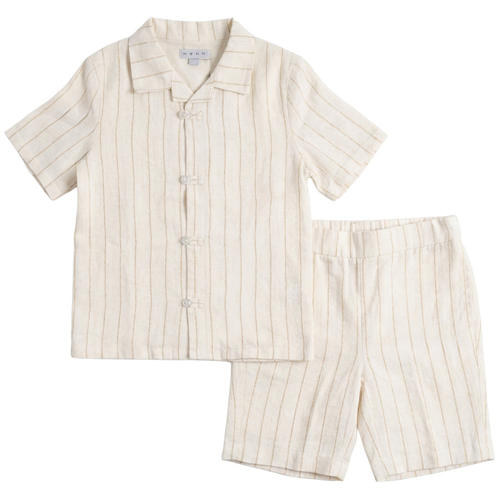 SERENE WIDE PLACKET SHIRT SET-CREAM