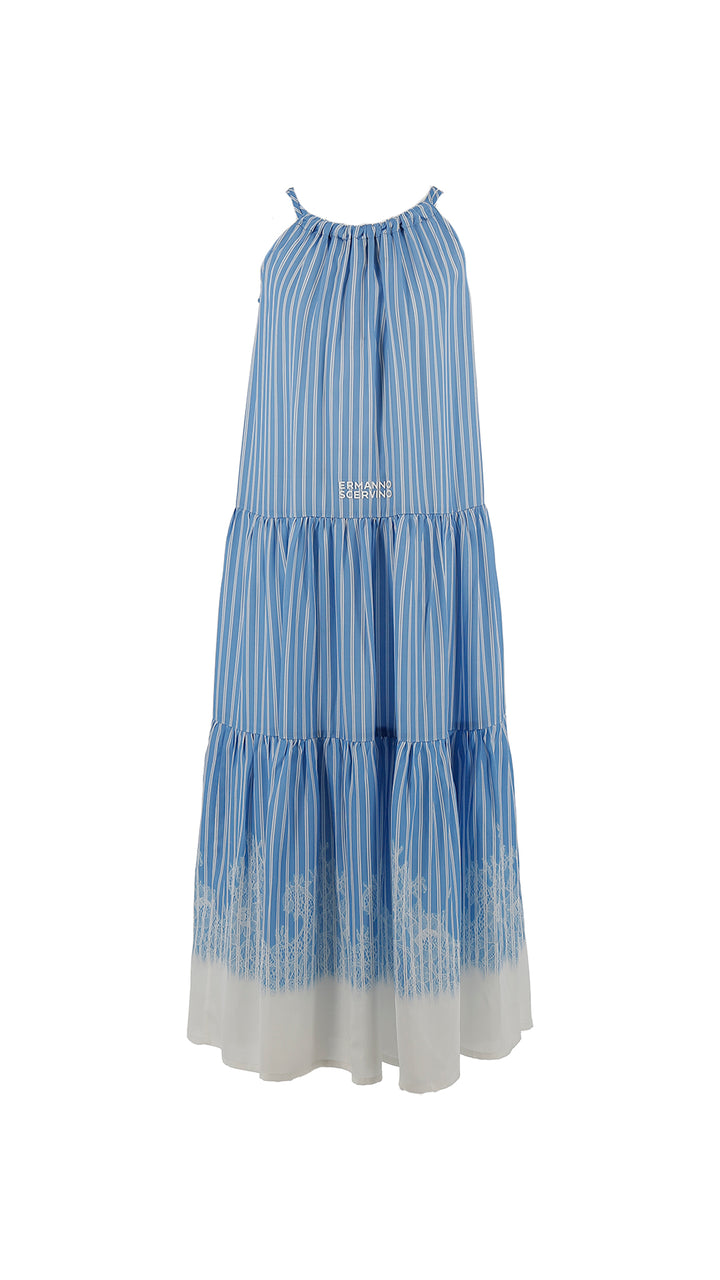 SFAB055-DRESS SATIN STRIPE LACE-White/Blue