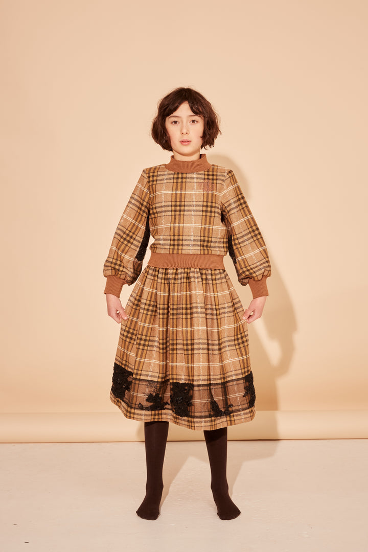 SIDE HUSTLE TOP-NUT BROWN CHECK