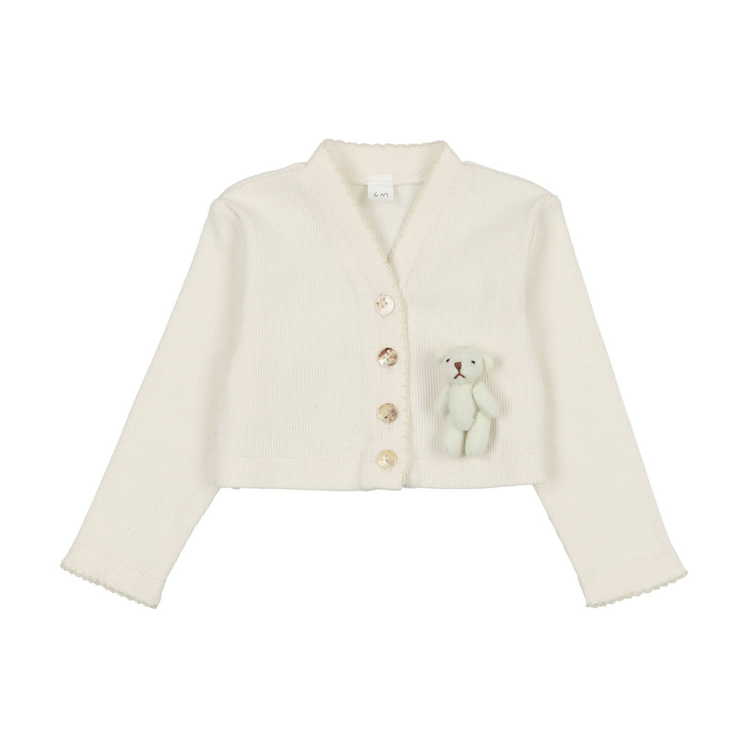 SL946-Velour Bear Cardigans-White