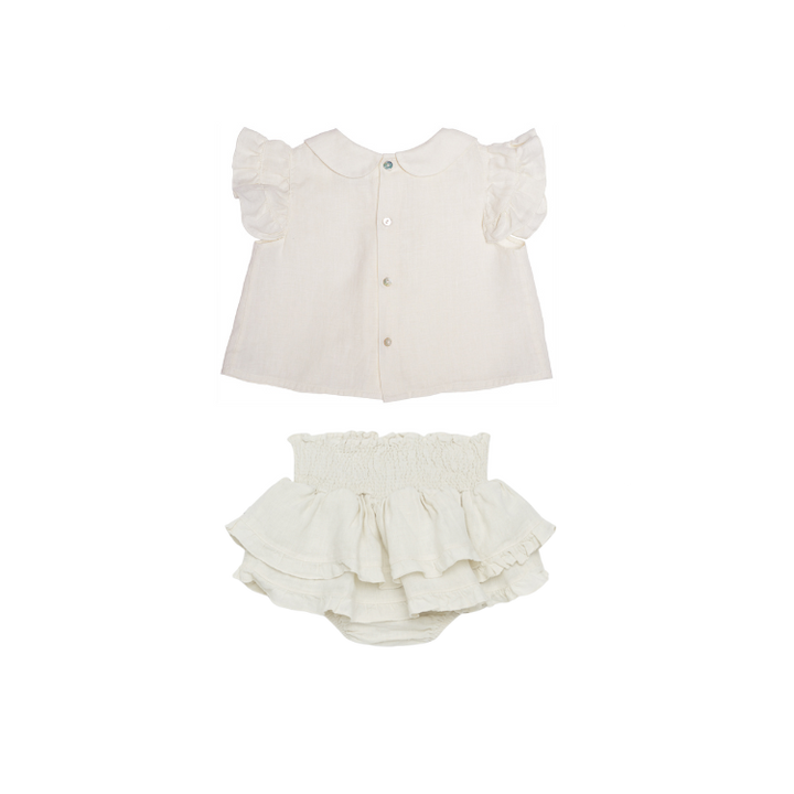 MIMI BLOUSE/VAIBI BLOOMERS-Off White