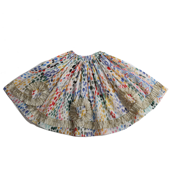 SK145V-ALEXANDRA RIBBON PLEATED SKIRT-Rainbow