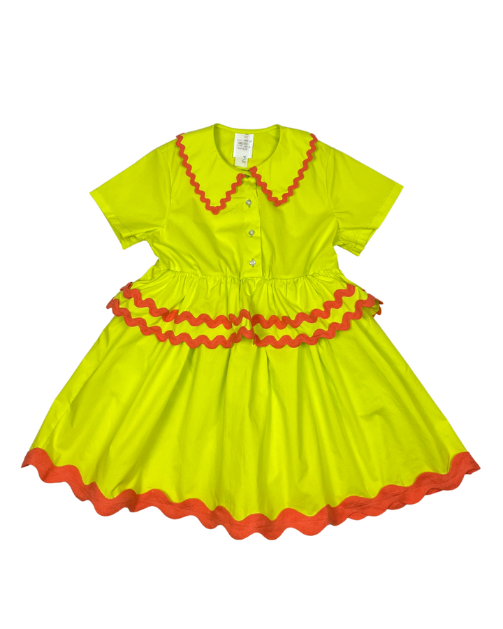 DR342S-RIC RAC SHIRT DRESS-LEMON