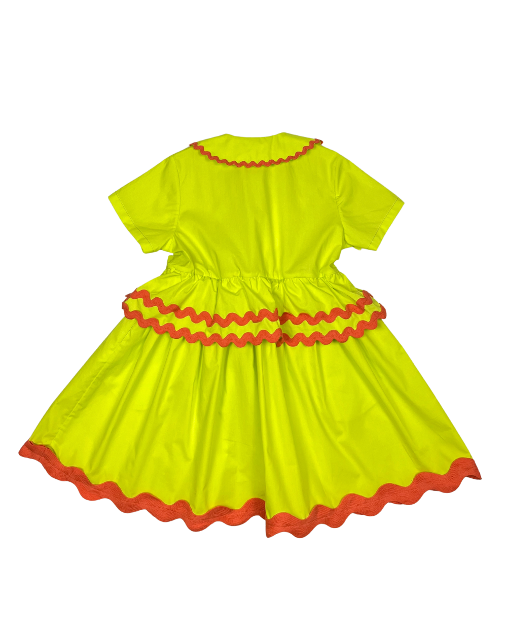 SDR359S-TEA LENGTH RIC RAC DRESS (CUSTOM)-LEMON