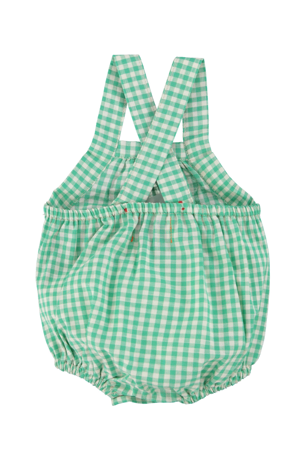 SS26.BB2605-BABY ROMPER GREEN ECRU CHECKERED