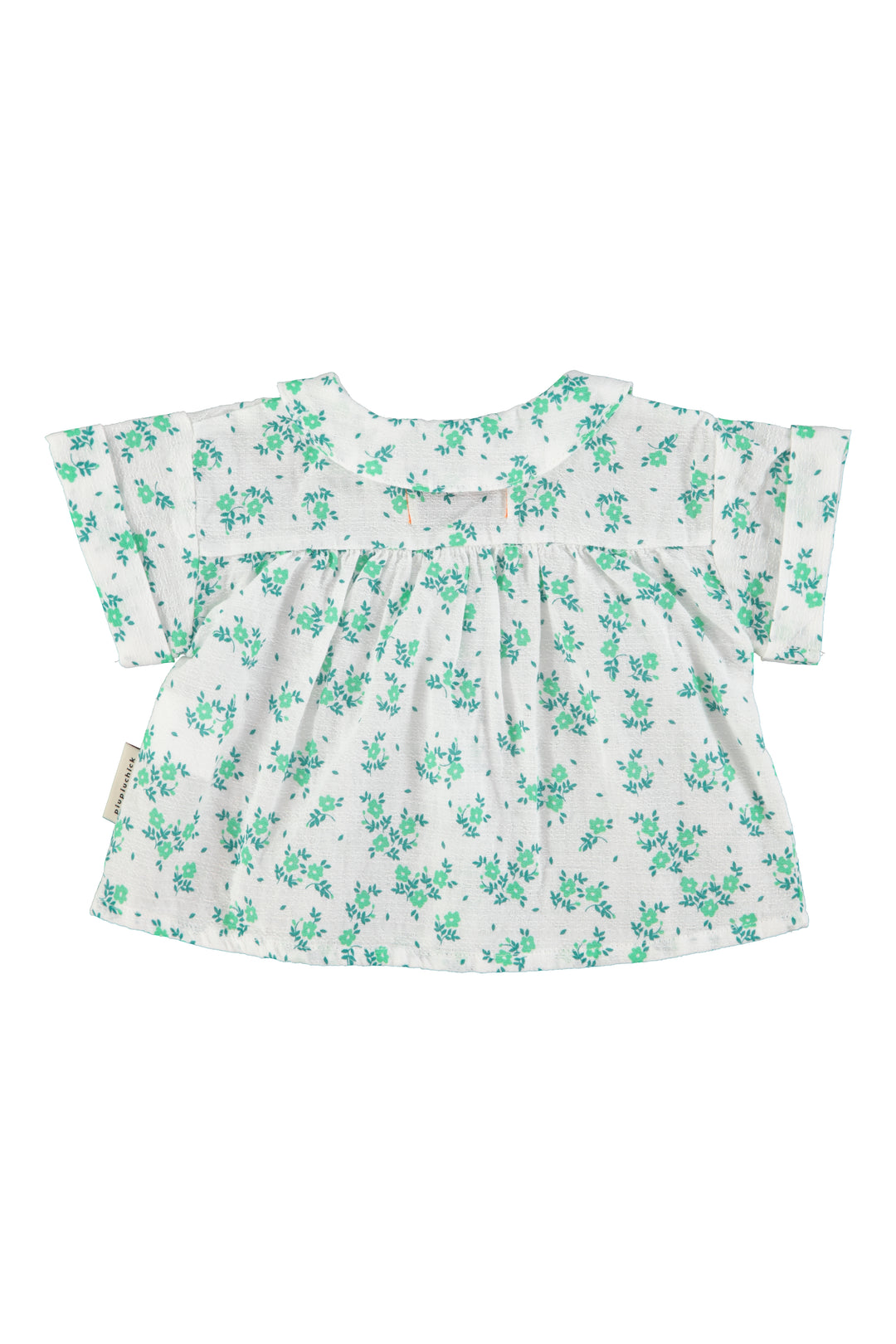 SS26.BM2602-PETER PAN COLLAR SHIRT ECRU W/ GREEN FLOWERS ALL OVER