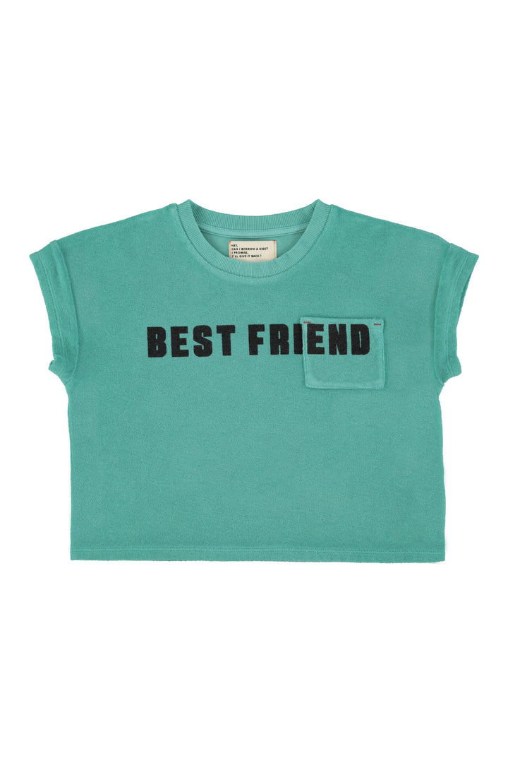 SS26.JRS2616-T'SHIRT - TURQUOISE W/ "BEST FRIEND" PRINT