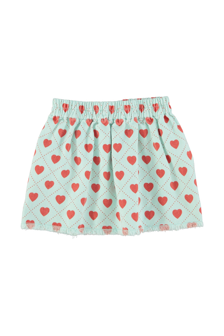 SS26.MN2617-SHORT SKIRT - LIGHT BLUE W/ RED HEARTS ALLOVER