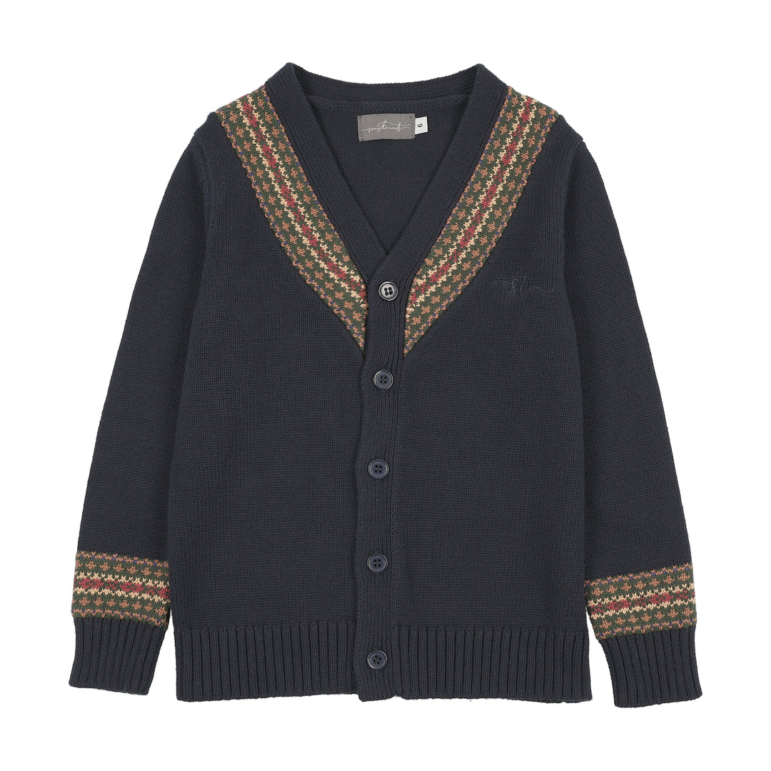 ST2037  - NORDIC ACCENT KNIT CARDIGA BLUE