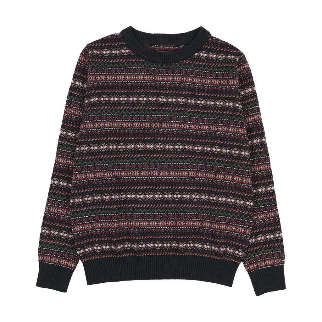 ST2041-EVEREST PATTERN CREW SWEATER-Printed