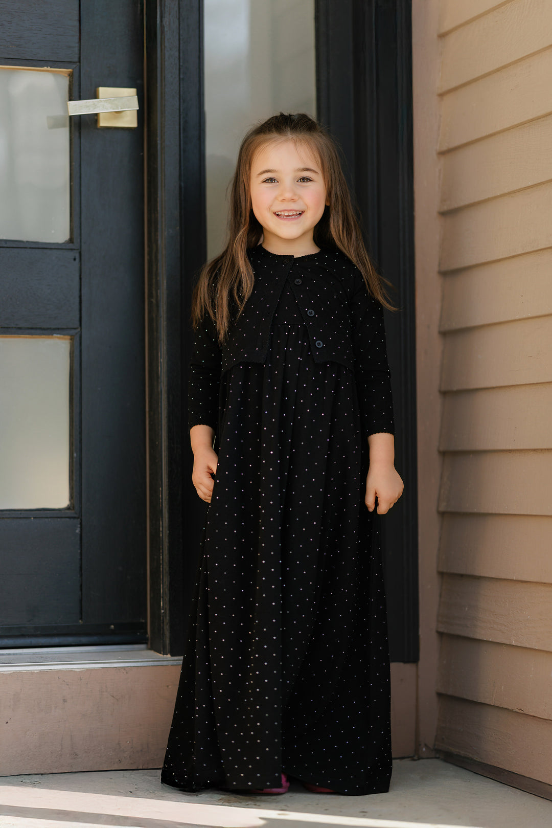 SW26250J Multi-Rhinestone Jumper w/ Cardigan - Black
