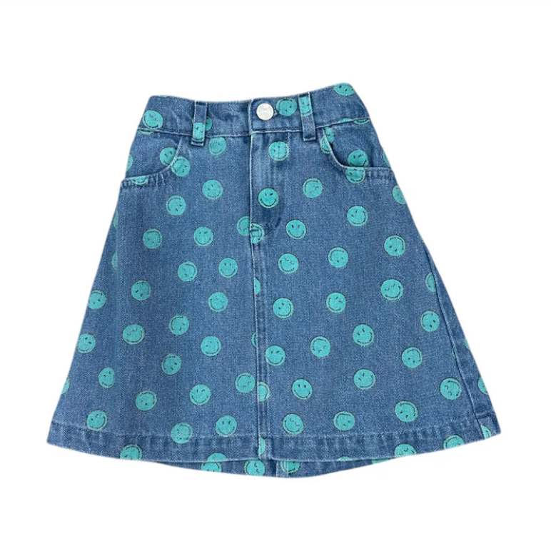 SMILEY DENIM SPECIAL SKIRT-LIGHT BLUE DENIM