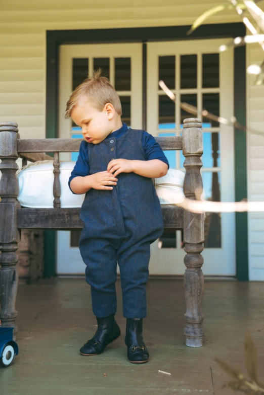 D2726BL BABY BOY ROMPER WITH POCKET