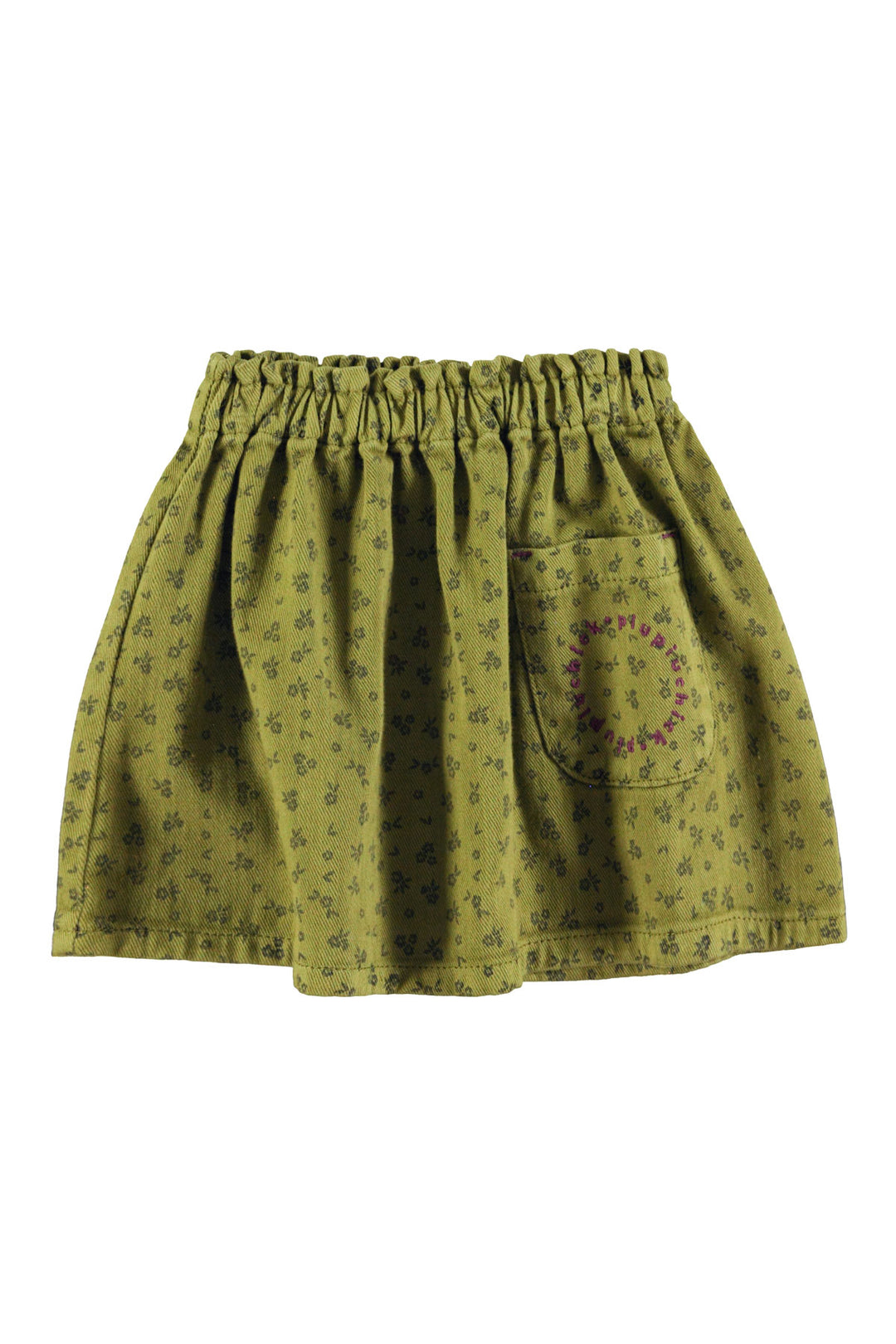AW25.MN2508-Short skirt | Khaki w/ black flowers-khaki | cotton twill