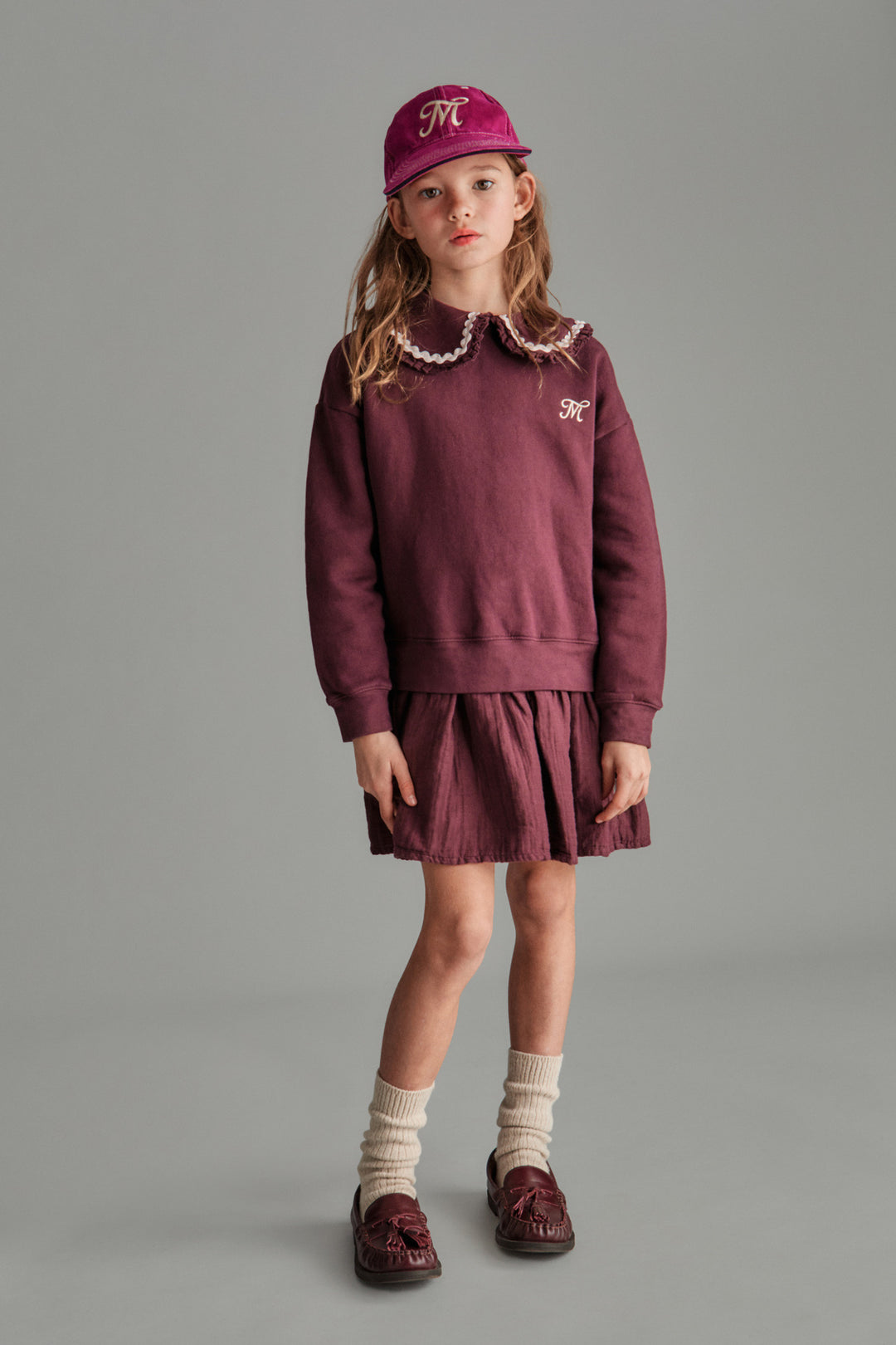 LUNA DRESS - ORGANIC COTTON FLEECE / MUSLIN (AUBERGINE)