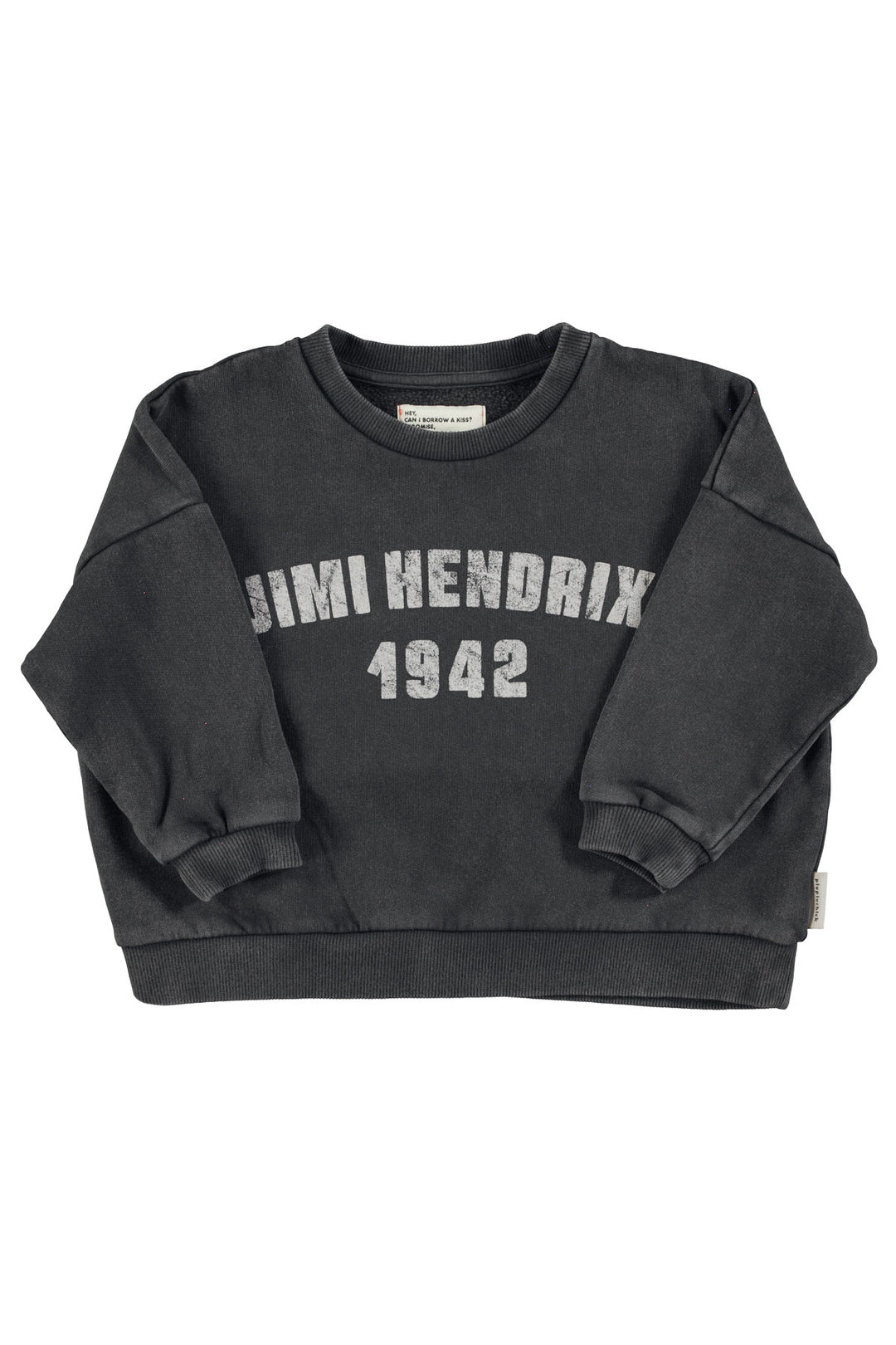 AW25.FLP2504BUSA-Sweatshirt |Faded black w/ "Jimi Hendrix" print-faded black| carded organic cotton fleece