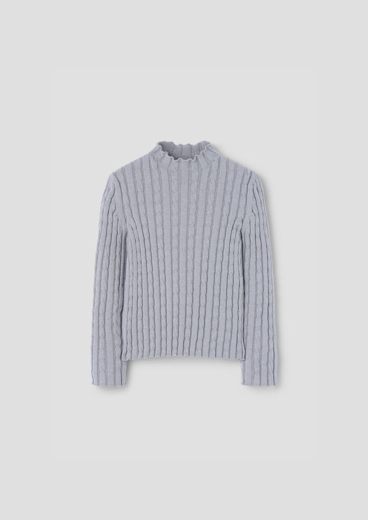 MOD.18.3 GREY PERKINS NECK KNITTED SWEATER