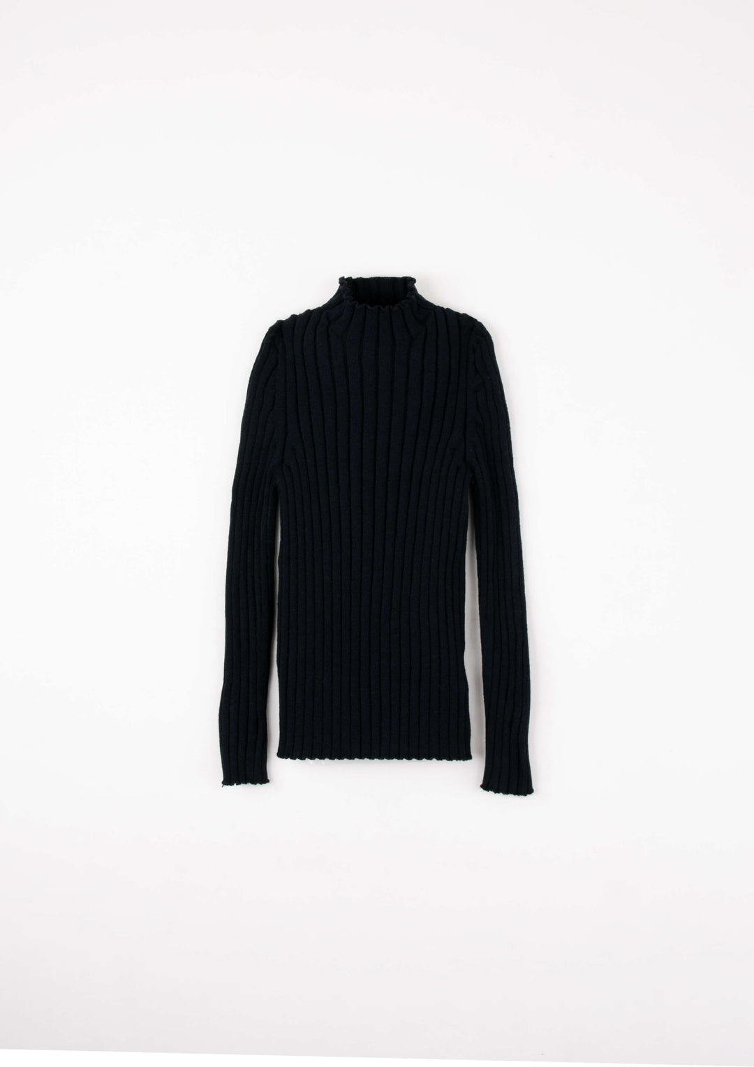 Mod.25.4 Black funnel collar ribbed jersey