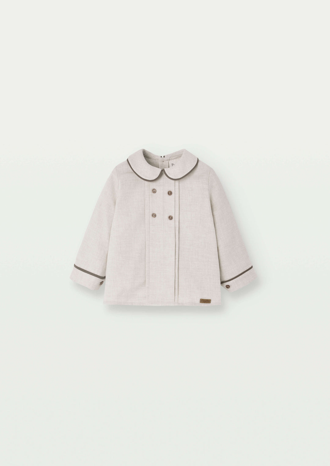 Mod.28.2 Sand panelled shirt with baby collar