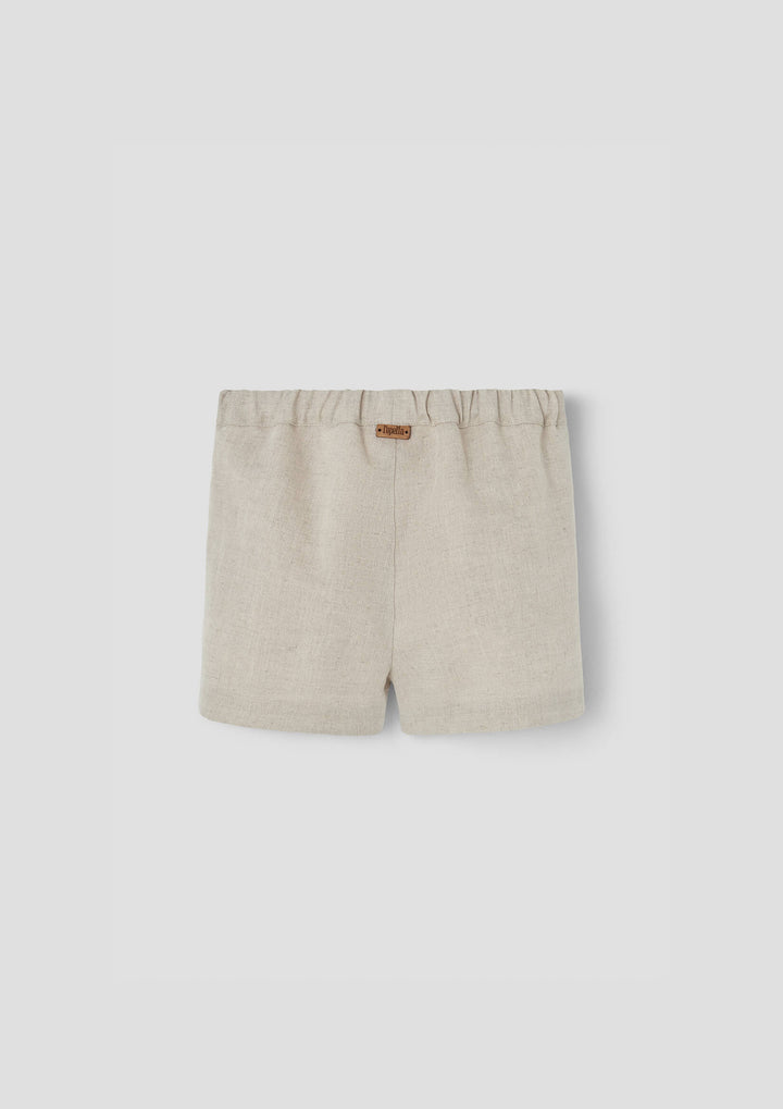 MOD.30.2 SAND LINEN SHORTS WITH FLAPS