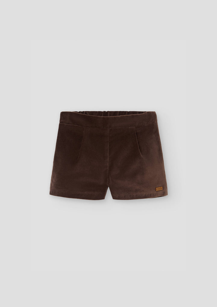 MOD.30.3 BROWN VELVET SHORTS WITH DARTS WITH SUSPENDERS
