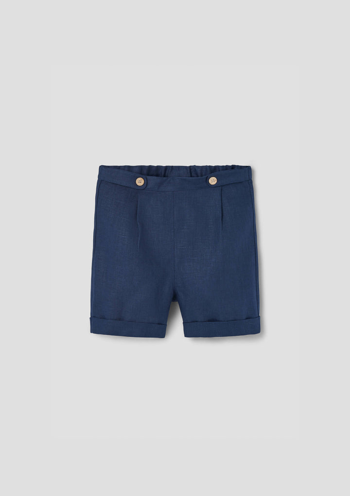 MOD.31.4 NAVY BLUE LINEN BERMUDA SHORTS