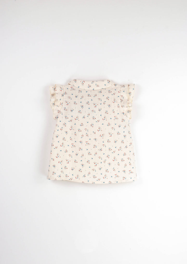 Mod.6.4 Floral sleeveless shirt with frills