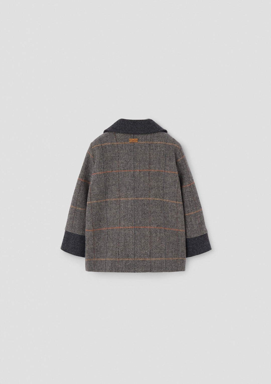 MOD.62.3 GREY HERRINGBONE WOOLLEN CONTRASTING COAT