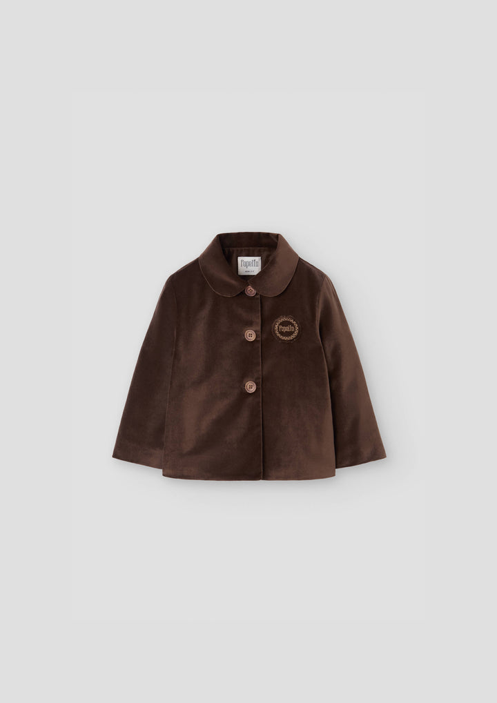 MOD.63.2 BROWN VELVET COAT WITH SHIRT-STYLE COLLAR