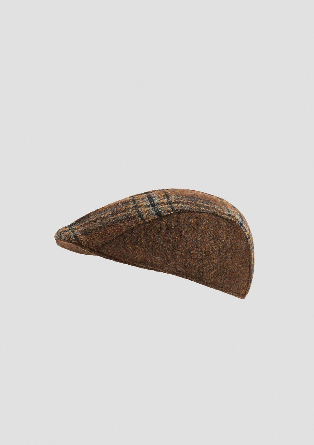 MOD.66.1 BROWN PLAID WOOLLEN PEAK CAP