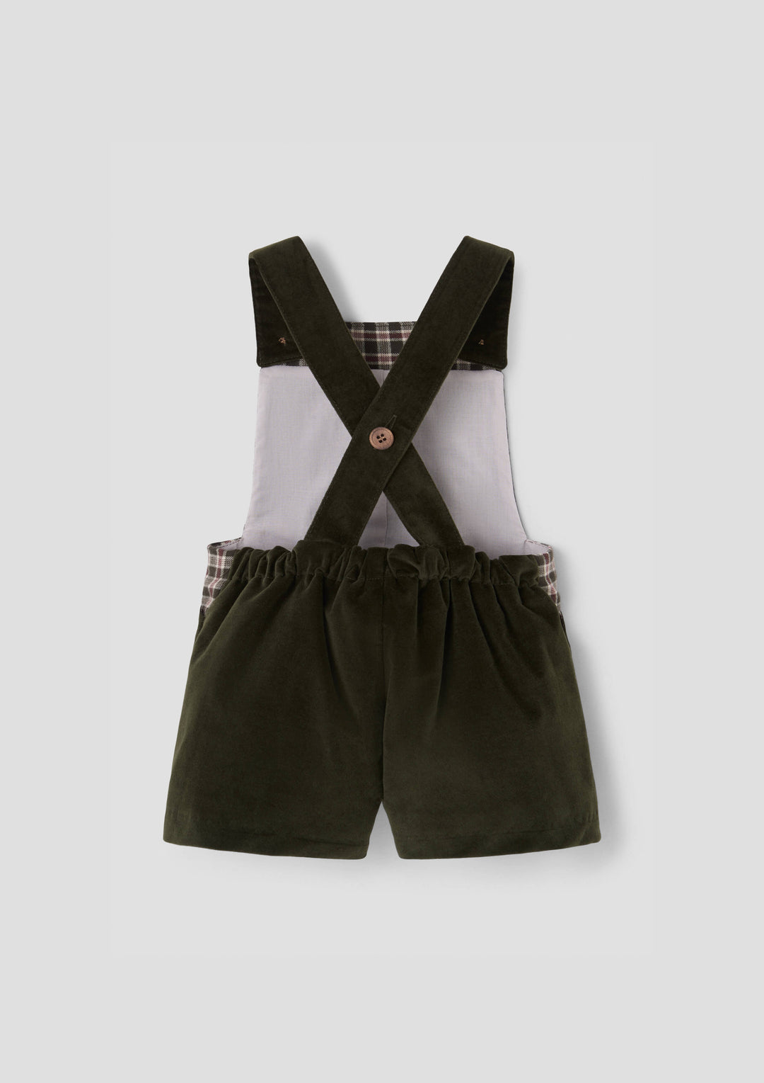 MOD.9.2 MOSS GREEN VELVET CONTRASTING DUNGAREES