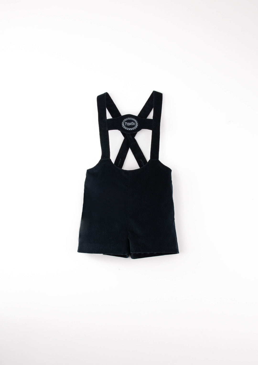 Mod.9.2 Black velvet short dungarees with embroidery appliqué