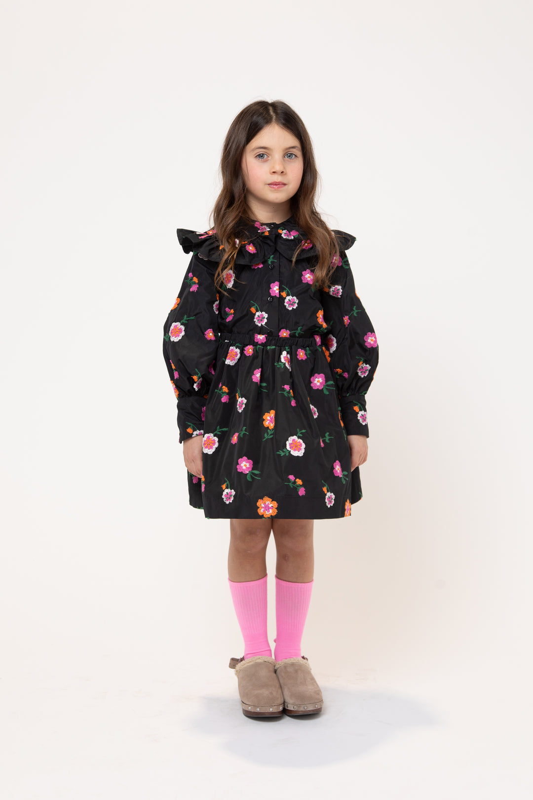 BF12WB038 LONG RODONITE SKIRT - FIORI MULTICOLOR