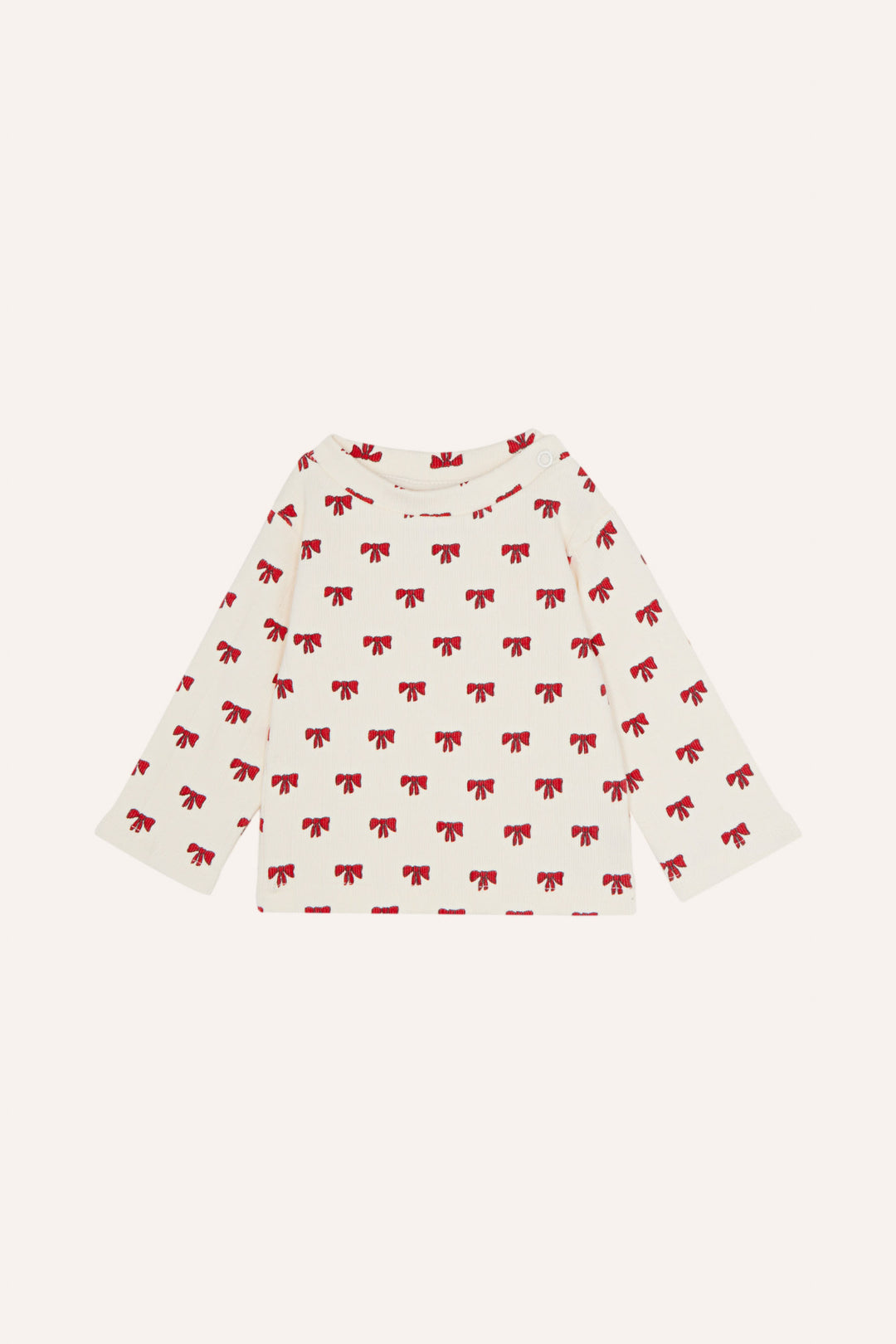 RED BOWS BABY TSHIRT-Ecru