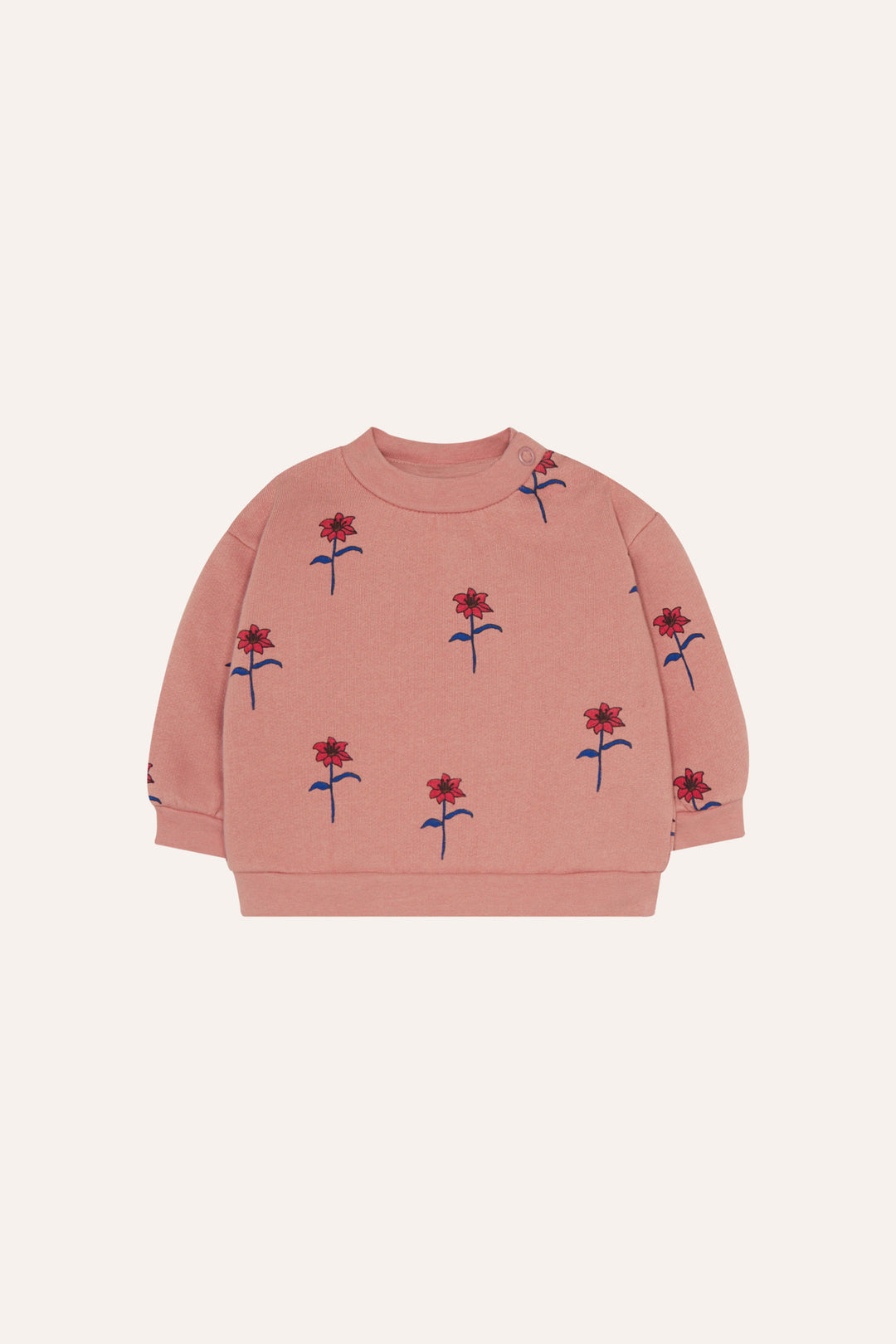 FLOWERS PINK BABY SWEATSHIRT-Pink